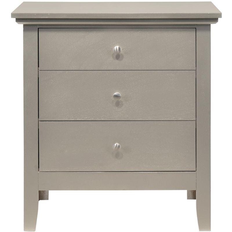 Passion Furniture Hammond 3-Drawer Silver Champagne Nightstand (26 in. H x 24 in. W x 18 in. D)