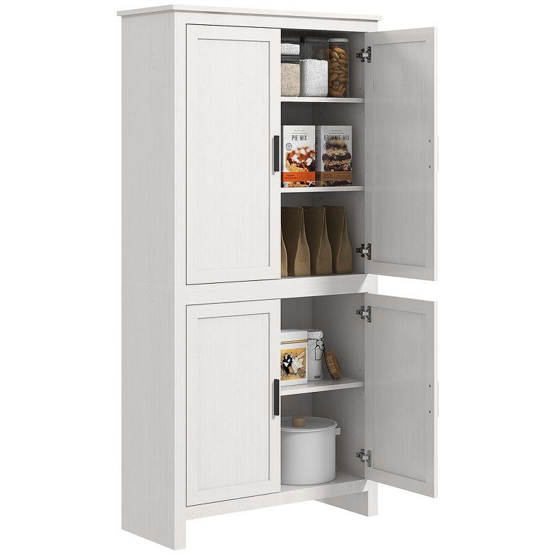 White Recessed Panel 64" Freestanding Kitchen Pantry Cabinet