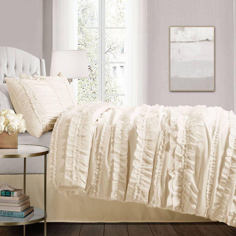 Ivory Queen Cotton Ruffled Comforter Set