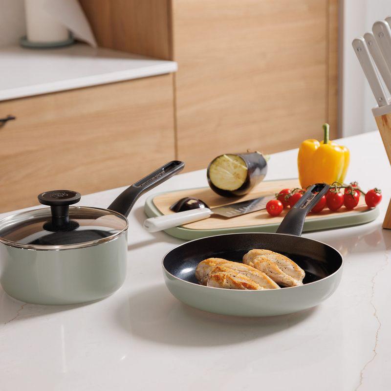 BergHOFF Leo Glints Non-stick Ceramic 7Pc Cookware Set, Recycled Aluminum, Sage