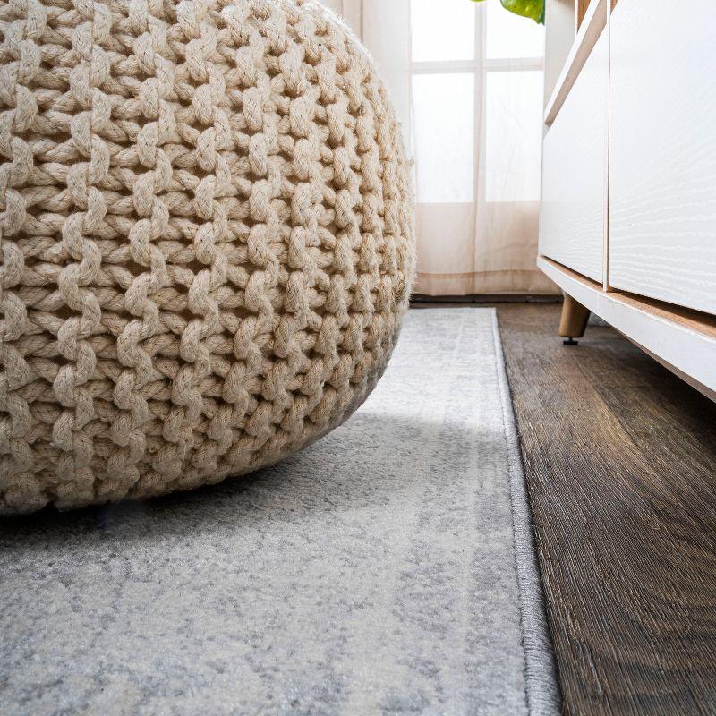 Gray Round Reversible Synthetic Medallion Rug