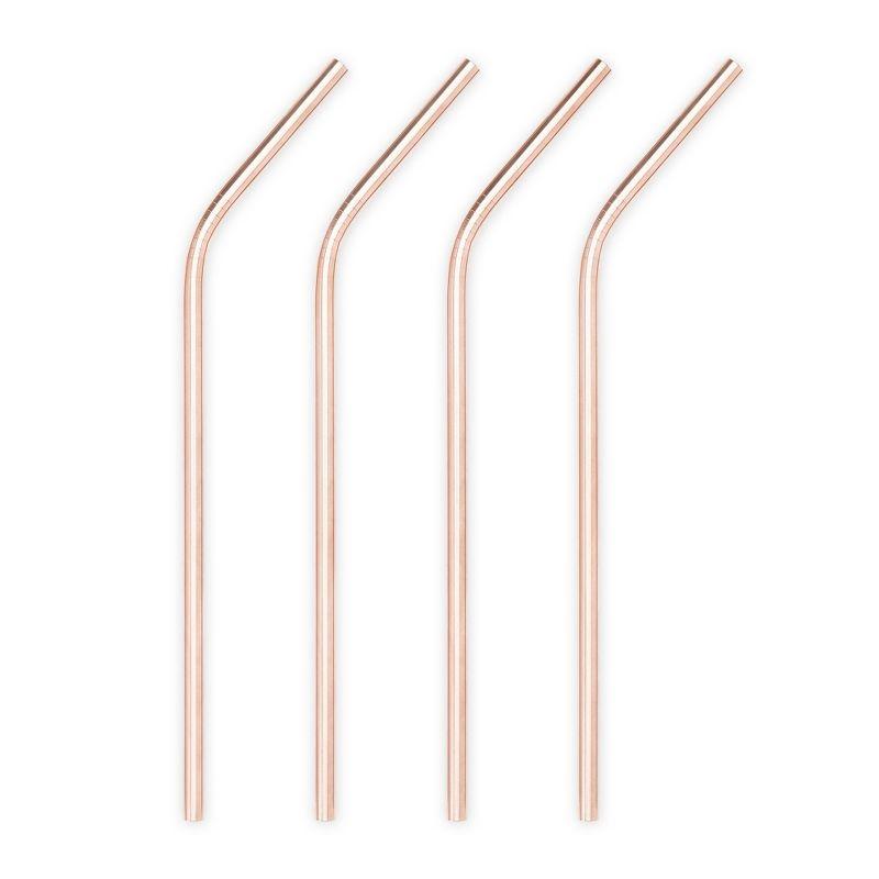 8 Inch Copper Stainless Steel Reusable Cocktail Straws, Set of 4