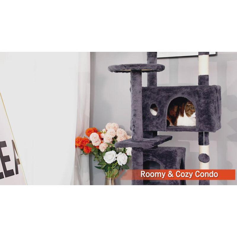 FDW 70in Cat Tree Tower for Indoor Cats,Munlti-Level Cat Furiture Activity Center with Cat Scratching Posts for Kittens Pet Play House,Dark Gray