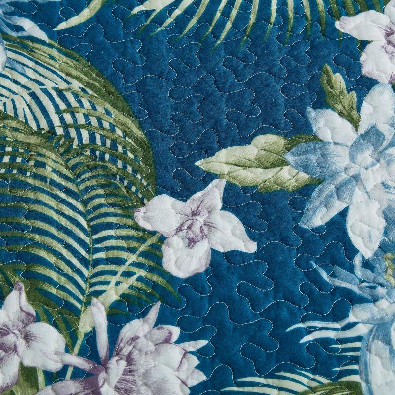 Tommy Bahama Southern Breeze Blue Cotton Reversible Quilt Set