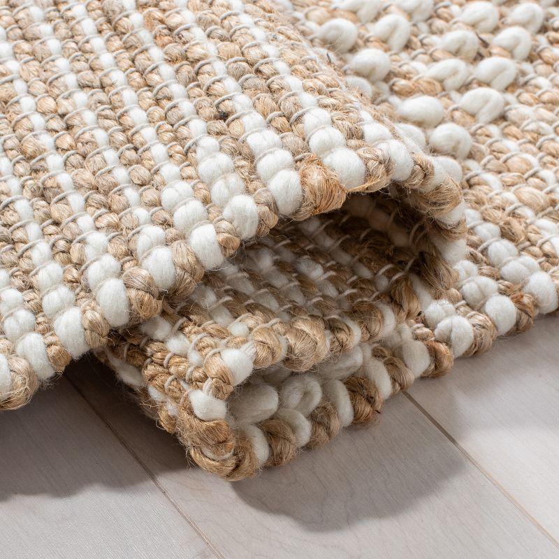 Ivory Braided Handmade Rectangular Wool Rug, 3' x 5'