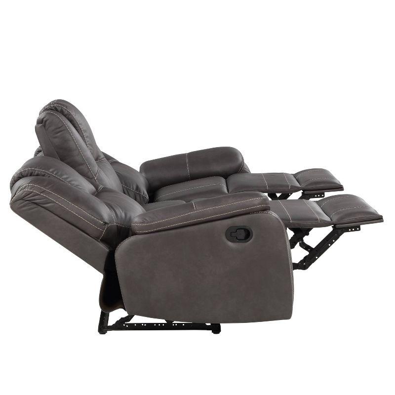 Charcoal Faux Leather Reclining Sofa with Pillow-top Arms