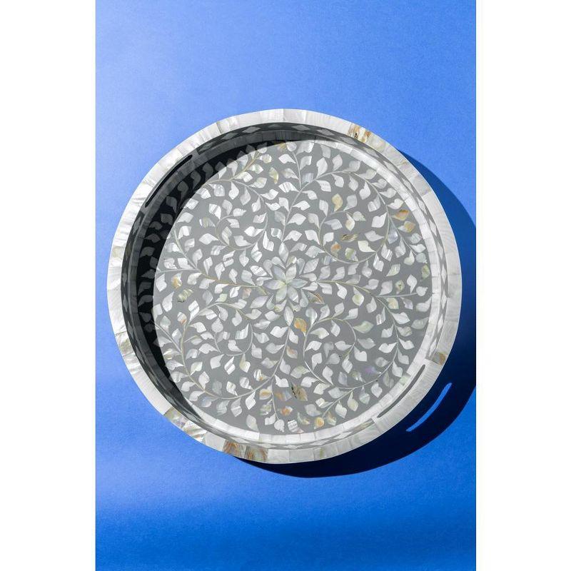 Jodhpur Mother of Pearl Decorative Tray, Grey
