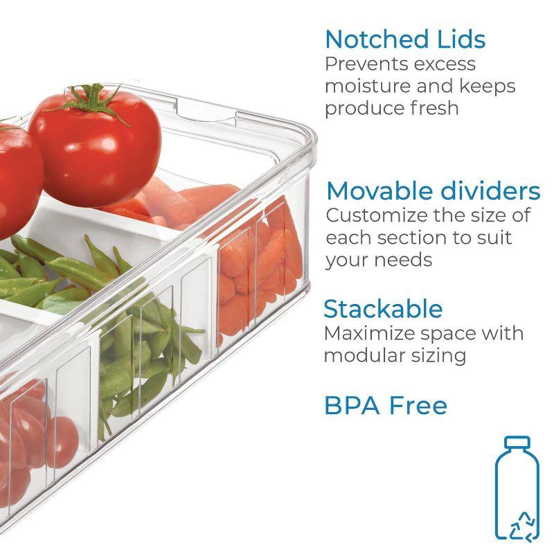 iDesign iDesign Crisp Plastic Refrigerator Pantry Divided Bin with Handles, 14.8" x 6.3" x 3.7", Clear