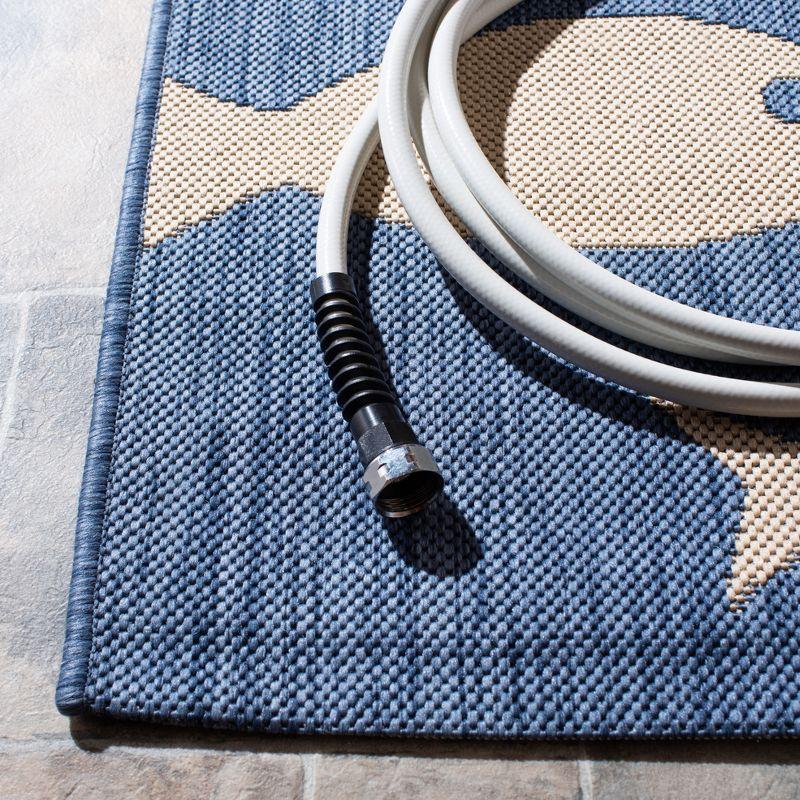 Courtyard Illa Blue/Beige Easy-Care Synthetic Outdoor Rug - 6'7" x 9'6"