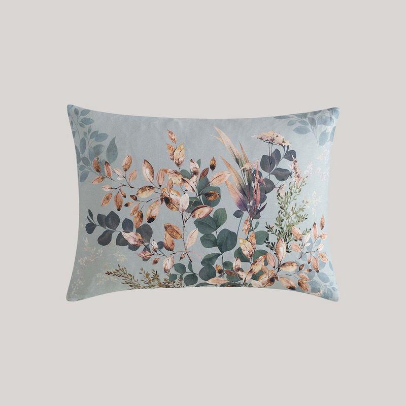 BeBeJan Bebejan Peach Leaves on Sage 100% Cotton Sateen 5 Piece Reversible Comforter Set