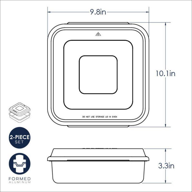 9-Inch Aluminum Square Cake Pan with Clear Lid