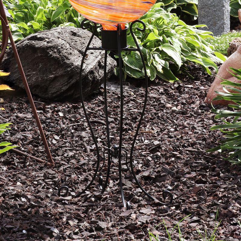 Sunnydaze Outdoor Graceful Curved Steel Gazing Globe Stand - 18.25" - Black