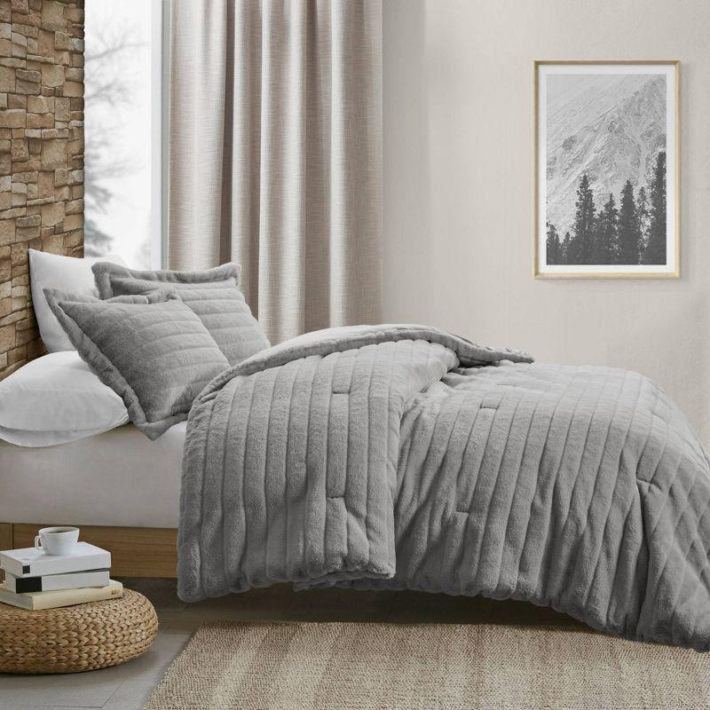 Amara Faux Fur 3 Piece Comforter Set