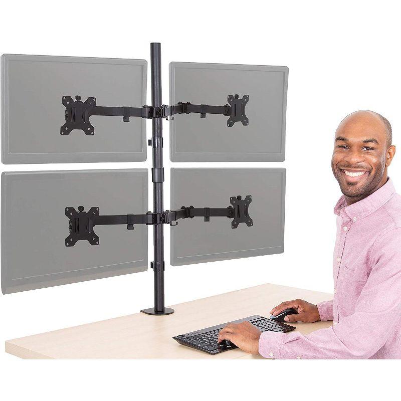 Adjustable Black Quad Monitor Mount with VESA Compatibility