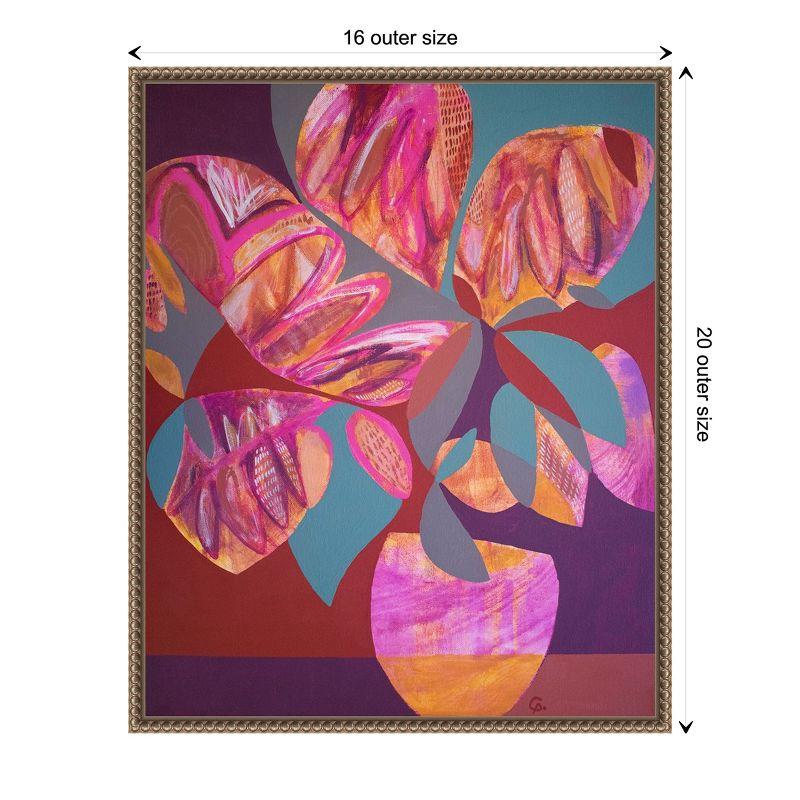 Pink and Orange Abstract Botanic-Inspired Framed Canvas Wall Art