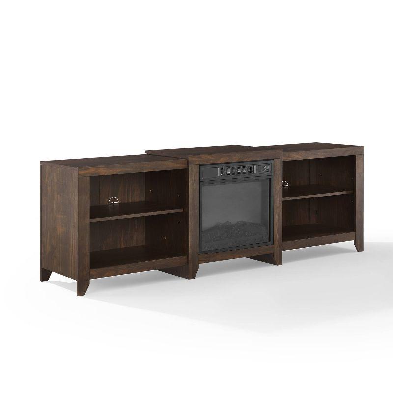 Dark Walnut Low-Profile Media Console with Electric Fireplace