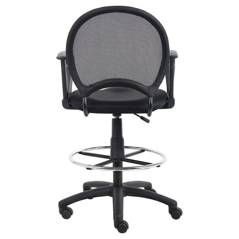 Mesh Drafting Stool with Loop Arms Black - Boss Office Products: Swivel, Nylon Legs, Metal Frame, 275lb Capacity