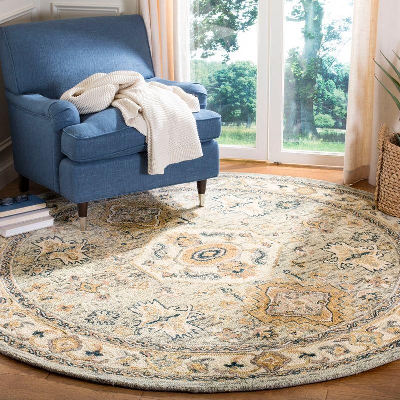 Ivory Round Hand-Tufted Wool Area Rug