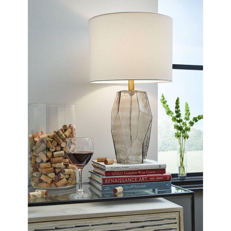 Signature Design by Ashley Taylow Table Lamp Gray/Gold: Contemporary Geometric Design, 3-Way Switch, UL Listed