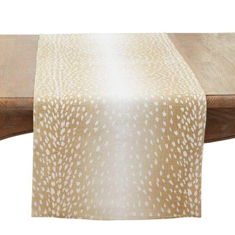 Earthy Antelope Print Beige Linen Table Runner