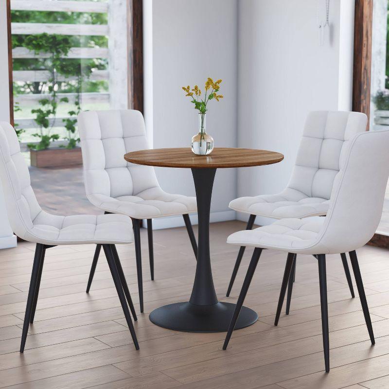 Modern Ivo Round Bistro Table Wood Top Finish/Gold - CorLiving: Sturdy Metal Base, Seats 4