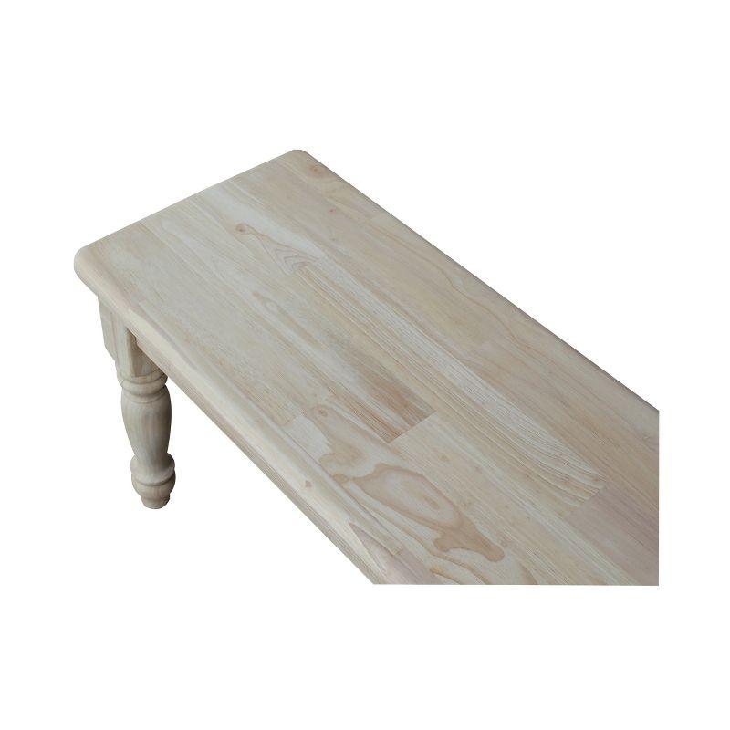72" Shaker Style Bench with Turned Legs Unfinished - International Concepts: Solid Wood, Entryway Seating