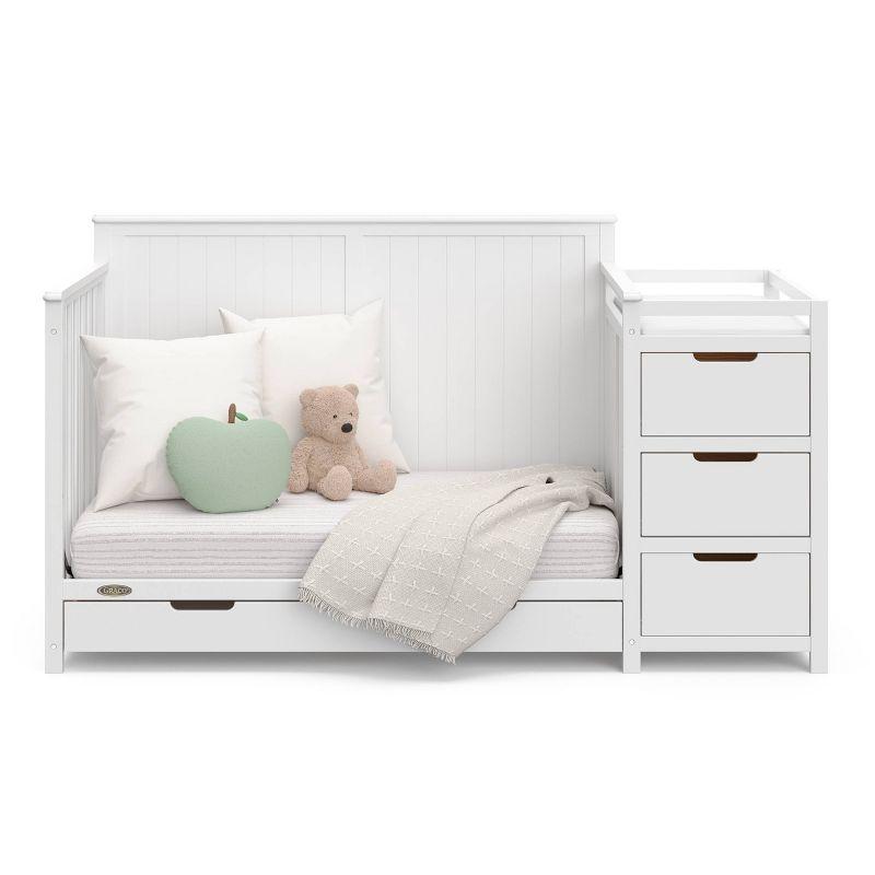 White 5-in-1 Convertible Crib and Changer with Drawer