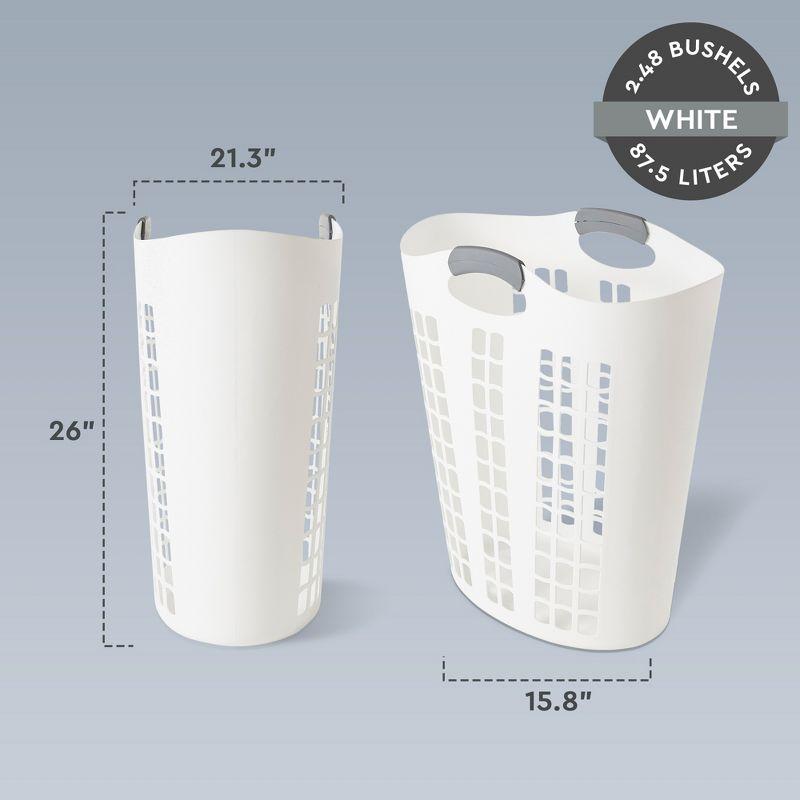 Gracious Living Gracious Living Easy Carry Flex 87 L Plastic Laundry Hamper, White (2 Pack) (Set of 2)