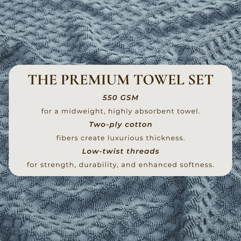 Cotton Quick-Dry Textured Towels - Great Bay Home (4 Pack Bath Towels, Blue).
