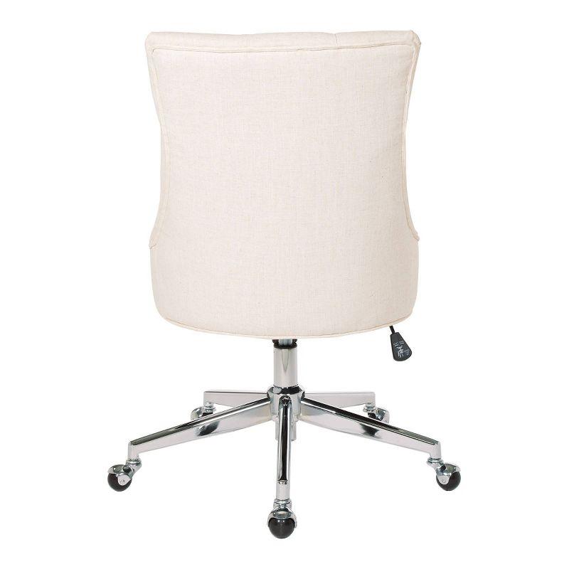Amelia Office Chair Linen - OSP Home Furnishings: Swivel, Tufted, Adjustable Height, Metal Frame, No Arms