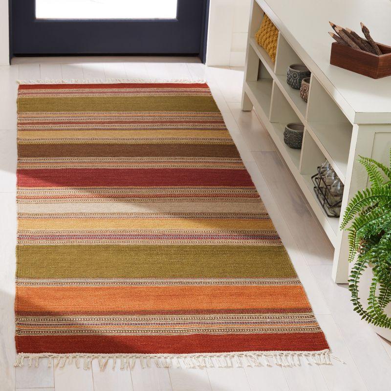 Striped Kilim STK317 Hand Woven Runner Rug - Green - 2'3"x6' - Safavieh.