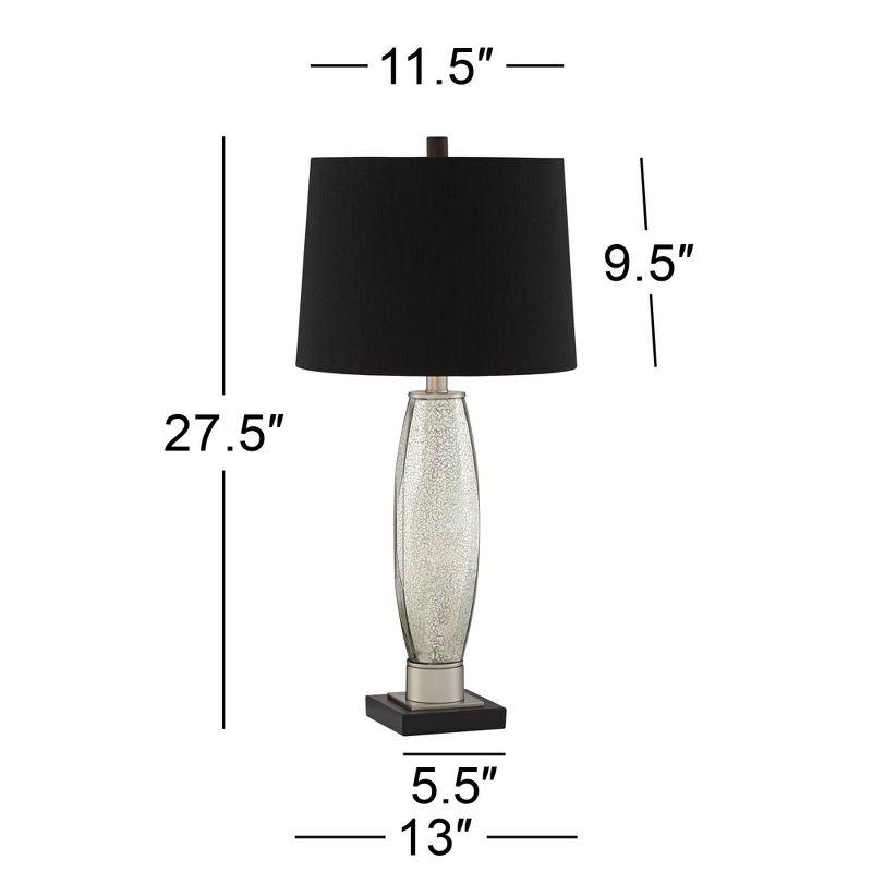 Regency Hill Landro Modern Mid Century Table Lamps 27 1/2" Tall Set of 2 Mercury Glass Black Drum Shade for Bedroom Living Room Bedside Office Family