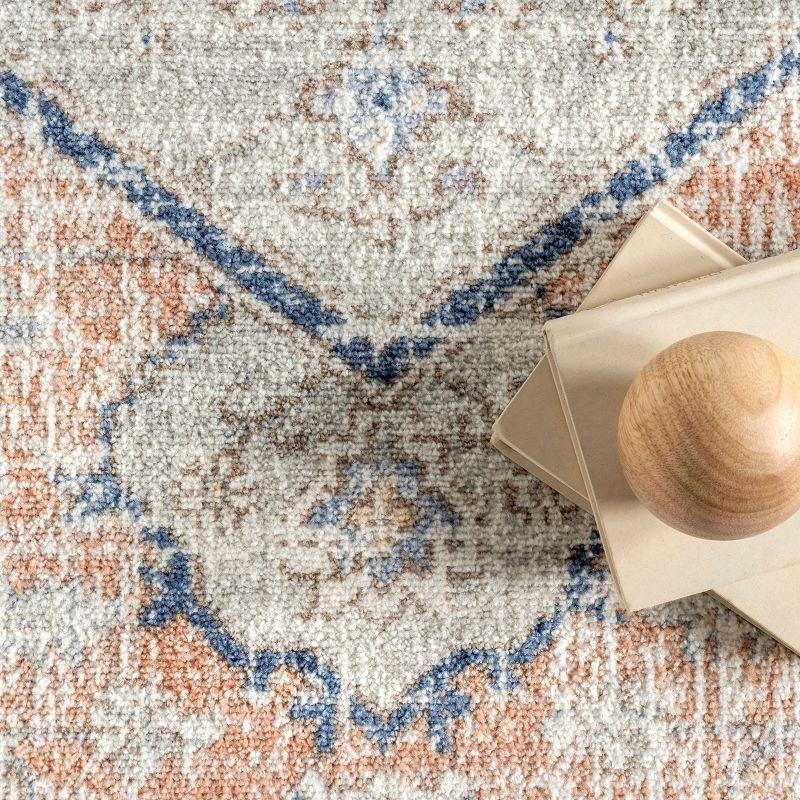 Nuloom Jacquie Medallion 6 Square Indoor Area Rug for Living Room Bedroom Dining Room Kitchen, Peach/Beige