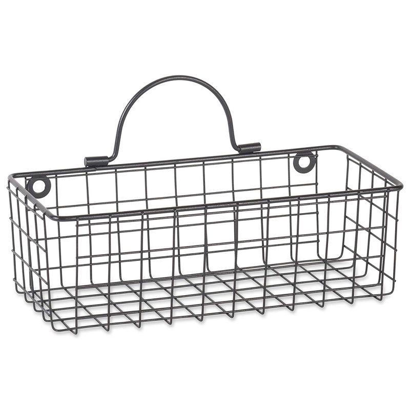 Small Grey Wire Wall Basket Set/2