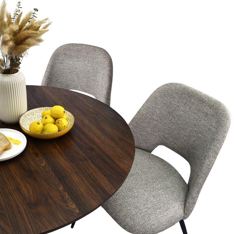 Edwin 21.6" Wider Seat Light Gray Upholstered Dining Chairs Set Of 2,Modern Kitchen Armless Dining Chair With Black Metal Legs-Maison Boucle