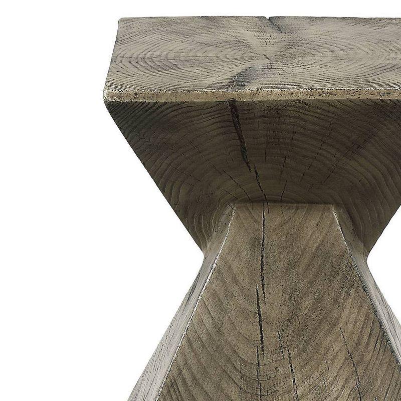 13" Zahi Accent Table Weathered Oak Finish - Acme Furniture: Modern Rectangle Cement, Space-Saving Design