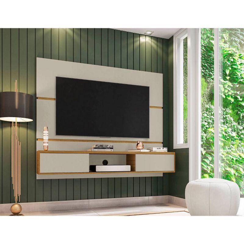 Off White and Cinnamon 68.9'' Floating Wood Entertainment Center