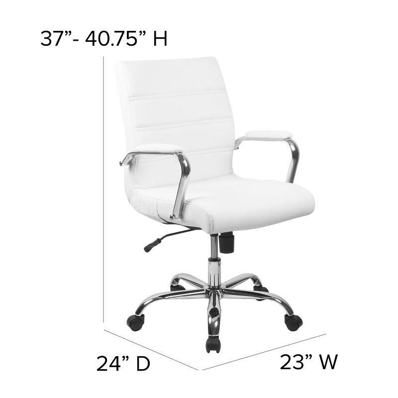 Sleek Mid-Back White LeatherSoft Executive Swivel Chair with Chrome Base