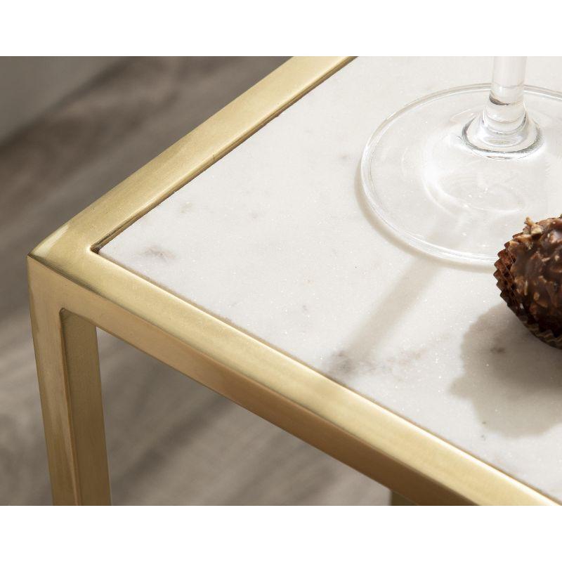 Kate and Laurel Jaspur Square Metal Drink Table, 7x7x21, Gold and White