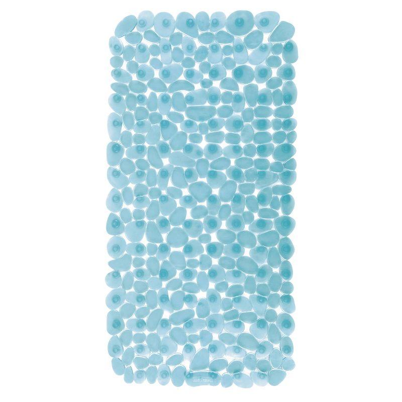 iDesign Pebblz Blue Suction Cup Non-Slip Bath Mat