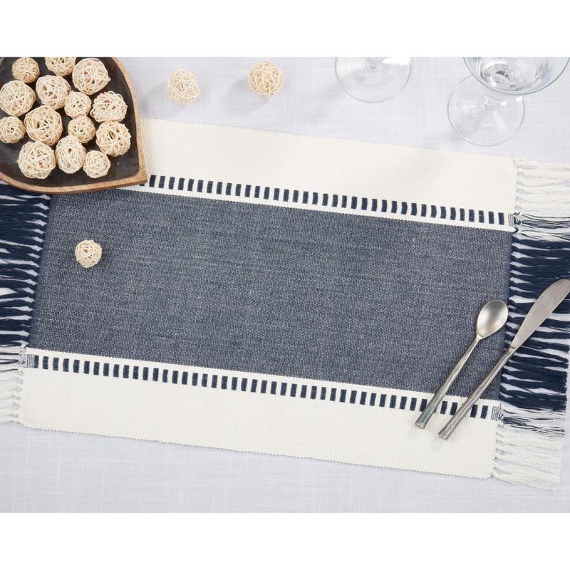 Saro Lifestyle Tassel Trimmed Stripe Placemat (Set of 4)