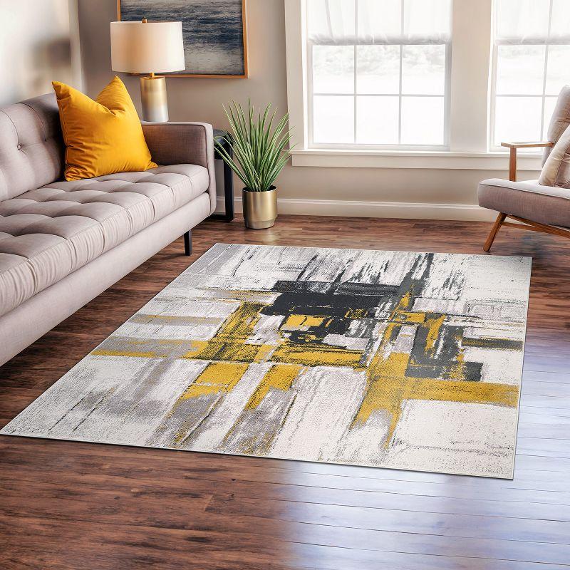 World Rug Gallery Contemporary Modern Abstract Area Rug - Gold 6'6"x6'6"