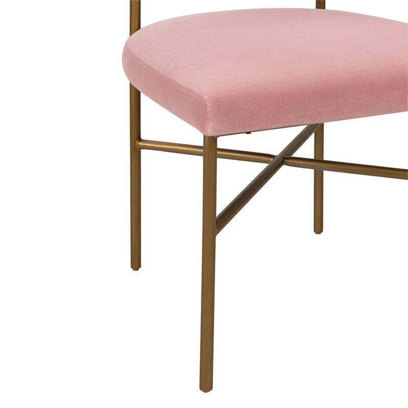 TOV Furniture Kim 19.7" Transitional Velvet Dining Chair in Pink/Gold