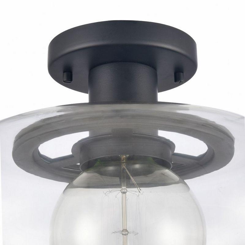 Matte Black and Clear Glass Semi-Flush Mount Light