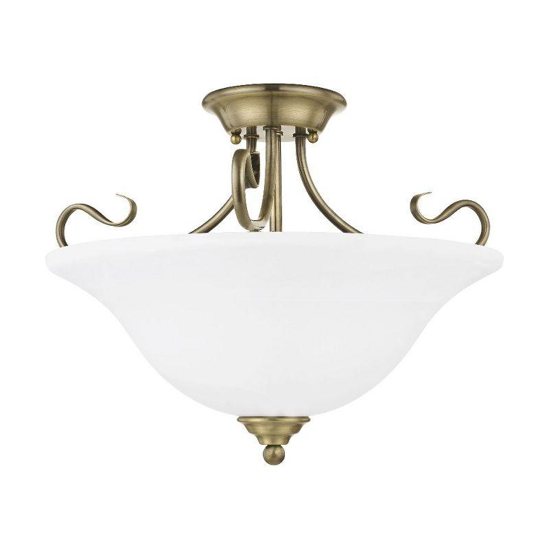 Livex Lighting Coronado 3 - Light Semi-Flush Mount in  Antique Brass