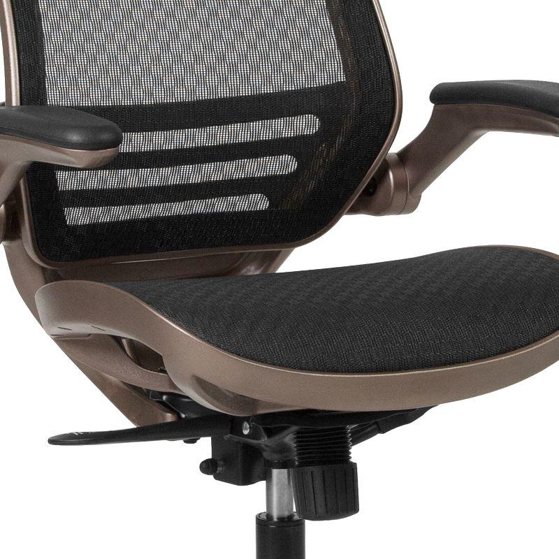 Flash Furniture Mid-Back Transparent Mesh Executive Swivel Office Chair with Flip-Up Arms