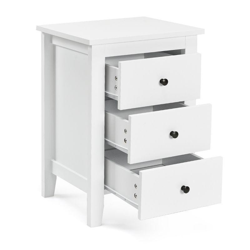 2PCS Nightstand End Beside Table Drawers Modern Storage Bedroom Furniture White