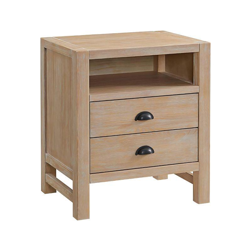 Arden 2-Drawer Wood Nightstand, 25 in. H Bedside Table with Oil Rubbed Bronze Drawer Pulls & Metal Drawers Glides, Perfect for Modern Rustic Bedroom Sets, Solid, Durable Pine Wood