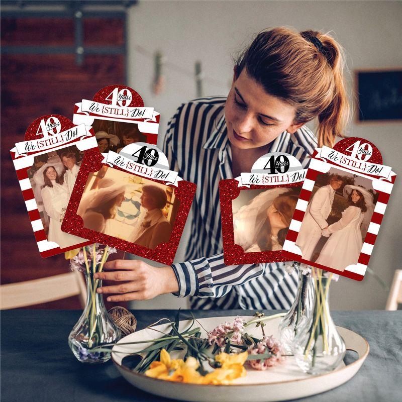 Big Dot of Happiness We Still Do - 40th Wedding Anniversary - Anniversary Party Picture Centerpiece Sticks - Photo Table Toppers - 15 Pieces