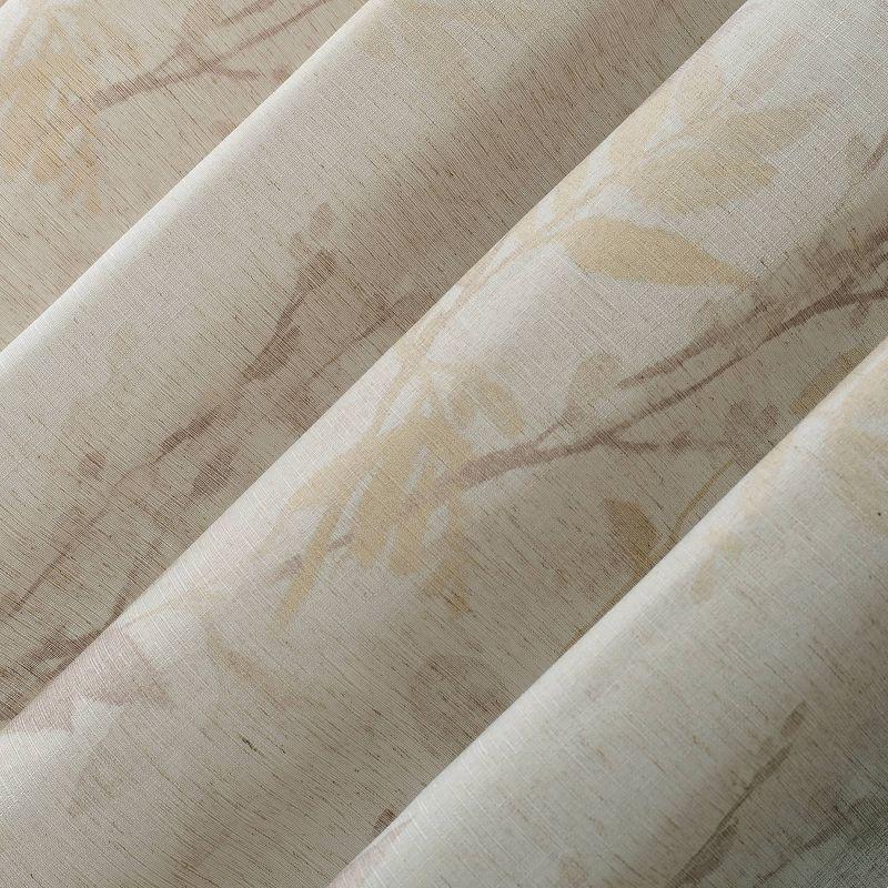 Hilary Watercolor Floral Linen Blend Semi - Sheer Rod Pocket Curtain Panel Blush - No. 918